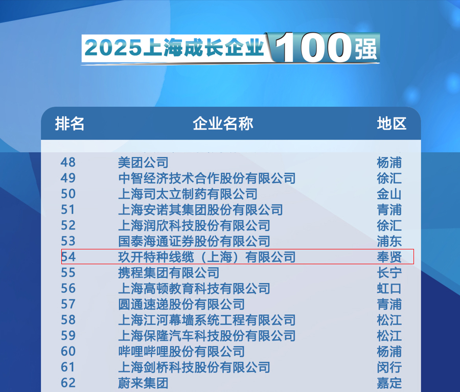 聚焦2025上海百強發(fā)布會：玖開特種線纜登榜成長企業(yè)100強